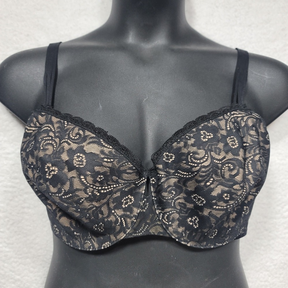 Soma Enticing Lift Balconet Bra 38DDD Black Lace Convertible Straps